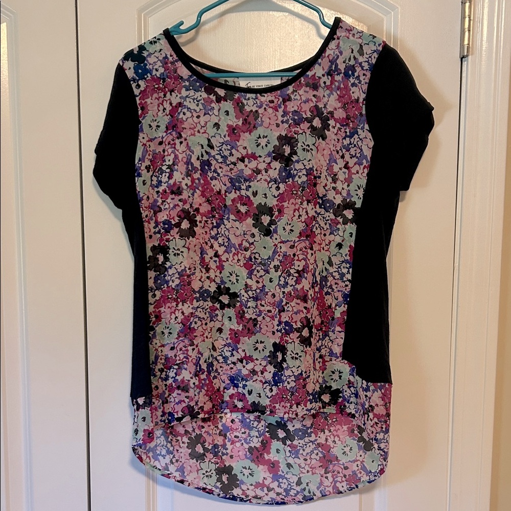 Two by Vince Camuto Floral Print Blouse - Black and Multicolor